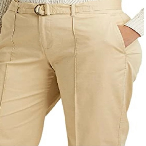 Ralph Lauren Women's Micro Sanded Twill Belted Wide Leg Pants Brown Size 20W - Picture 2 of 16